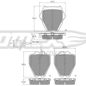 Zestaw klocków hamulcowych, hamulce tarczowe TOMEX BRAKES TX 13-15 Rabat