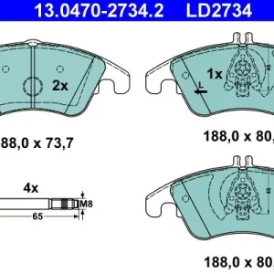 Bezpieczna płatność Zestaw klocków hamulcowych, hamulce tarczowe ATE 13.0470-2734.2
