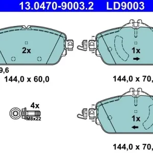 Zestaw klocków hamulcowych, hamulce tarczowe ATE 13.0470-9003.2 Darmowa dostawa