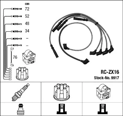 Oferta czasowa Przewody wysokiego napięcia komplet NGK RC-ZX16 8BGA18140