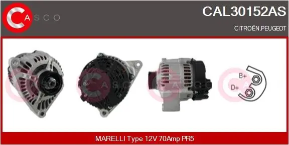 Tani ALTERNATOR 12V 70A CASCO CAL30152AS