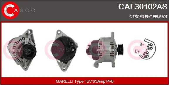Premium ALTERNATOR 12V 65A CASCO CAL30102AS