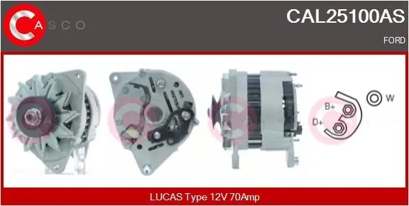 ALTERNATOR 12V 70A CASCO CAL25100AS Łatwy zwrot